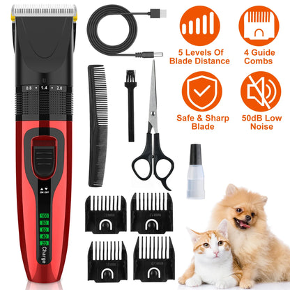 Pet Grooming Kit Rechargeable Cordless