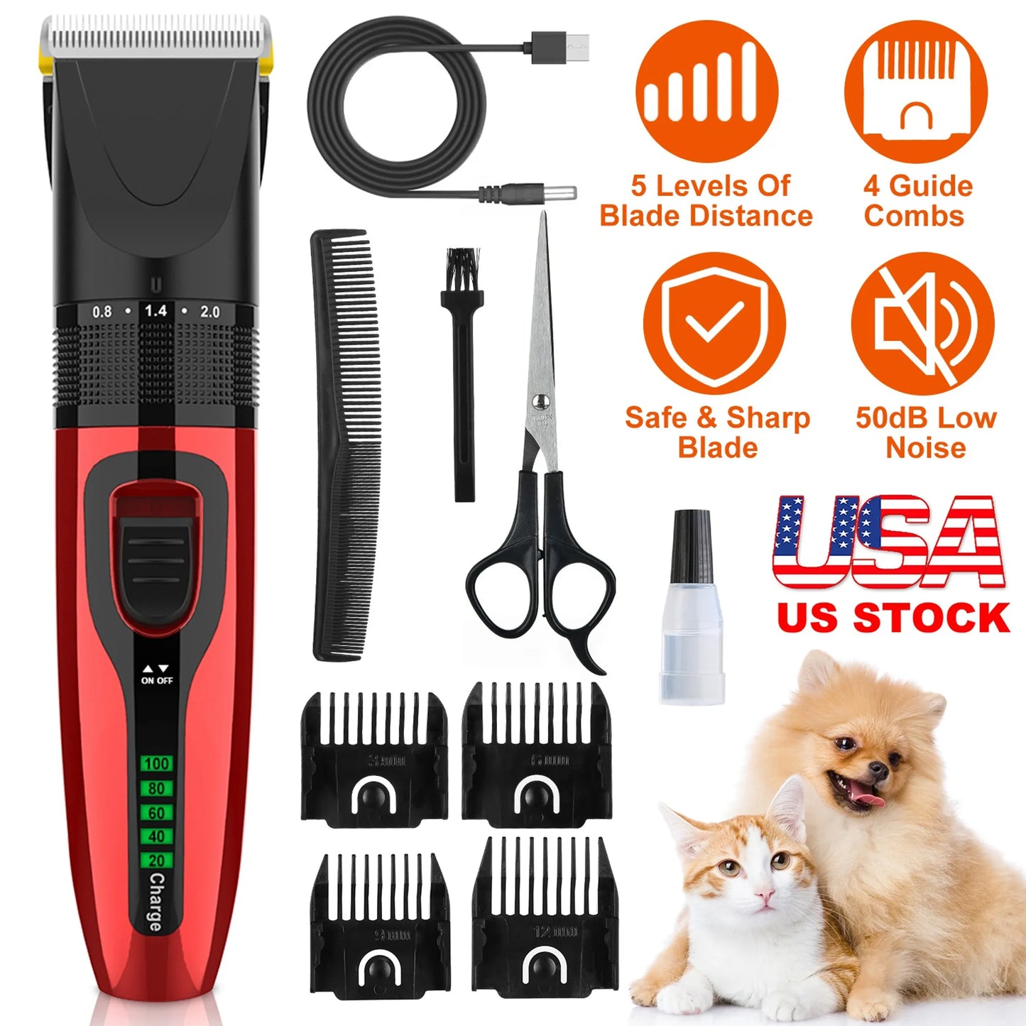 Pet Grooming Kit Rechargeable Cordless
