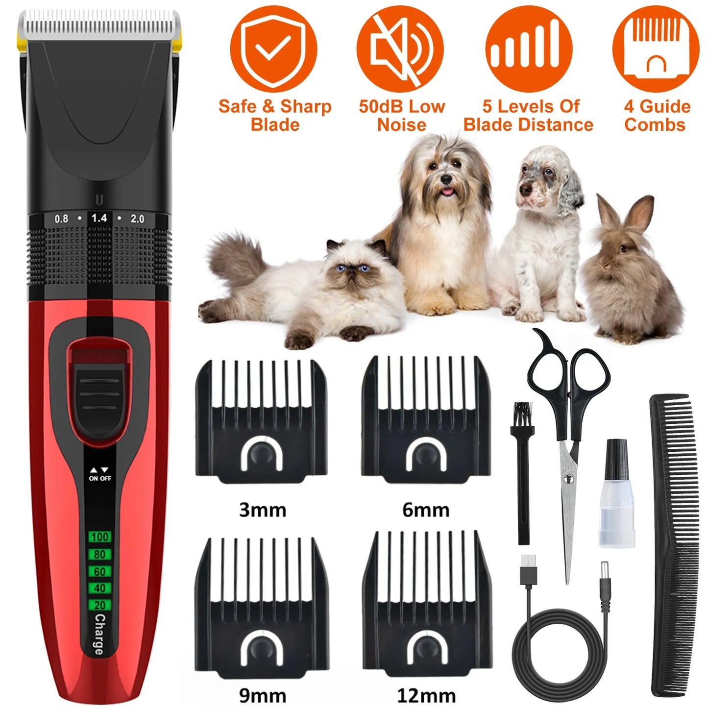 Pet Grooming Kit Rechargeable Cordless