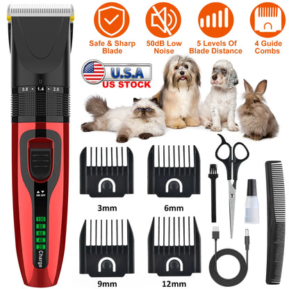 Pet Grooming Kit Rechargeable Cordless